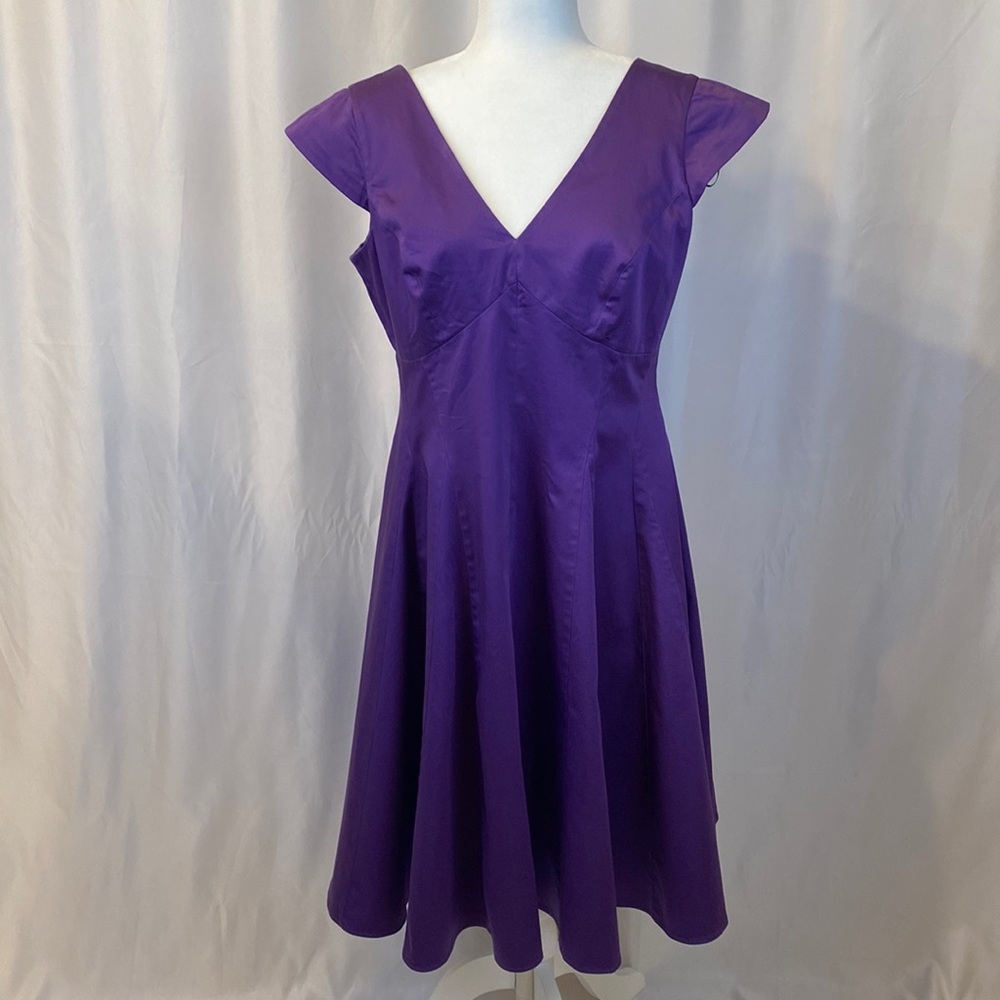 Calvin Klein - Fit and Flare Backless Dress in Purple, Size 12.
